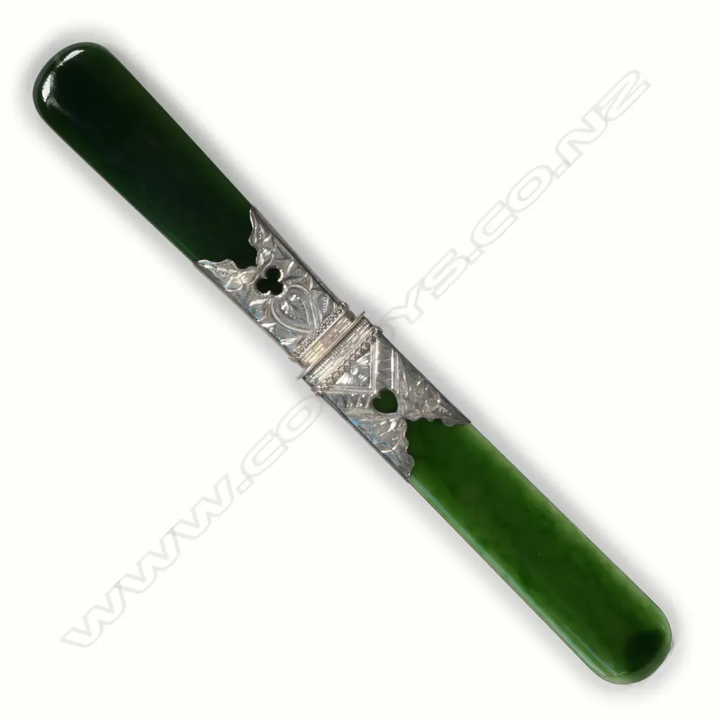 A colonial silver and pounamu paper knife Image 1++